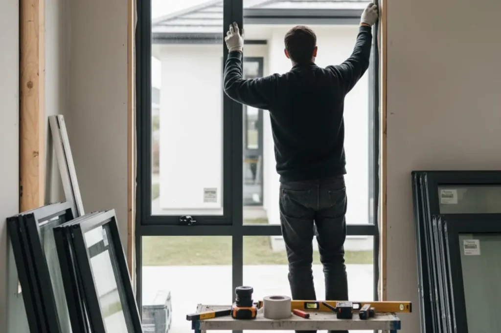 Modern residential exterior featuring Aluminium Windows Hamilton installed by Double Glazing Hamilton.