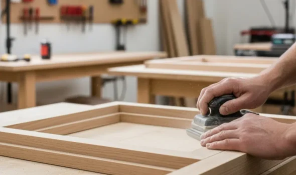 Skilled hands shaping Wooden Windows Hamilton with precision craftsmanship at Double Glazing Hamilton.